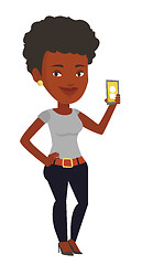 Image showing Woman holding ringing mobile phone.