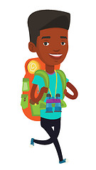 Image showing Cheerful traveler with backpack.