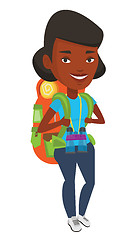 Image showing Cheerful traveler with backpack.