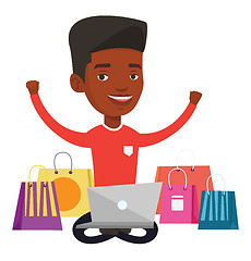 Image showing Man shopping online vector illustration.