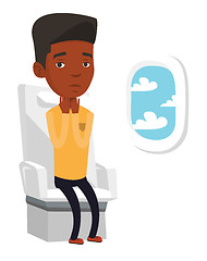 Image showing Young man suffering from fear of flying.