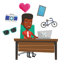 Image showing Man shopping online vector illustration.