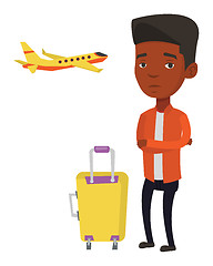 Image showing Young man suffering from fear of flying.