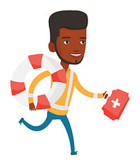 Image showing Paramedic running with first aid box.
