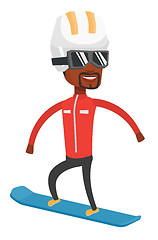 Image showing Young man snowboarding vector illustration.