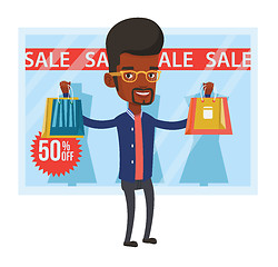 Image showing Man shopping on sale vector illustration.