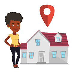 Image showing Realtor on background of house with map pointer.