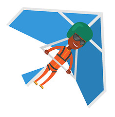 Image showing Man flying on hang-glider vector illustration.