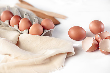 Image showing The rustic kitchen with eggs