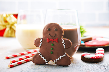 Image showing cocoa drink and gingerbread 