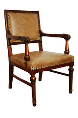 Image showing antique wooden armchair on the white background