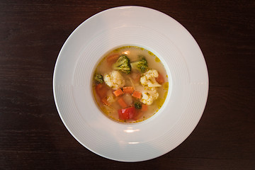 Image showing Light soup of fresh vegetables