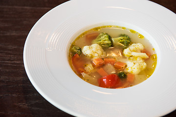 Image showing Light soup of fresh vegetables