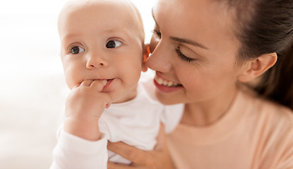 Image showing happy mother with little baby boy at home