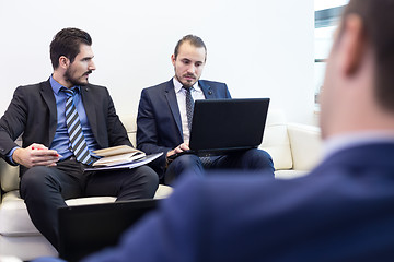 Image showing Corporate business team and manager at business meeting.