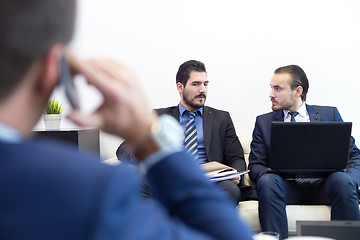 Image showing Corporate business team and manager at business meeting.