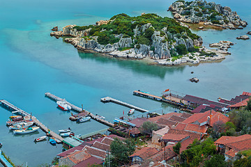 Image showing Small fishers village Simena, view from old fortification