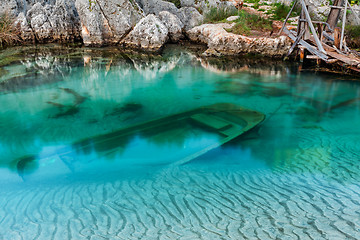 Image showing sunken wooden boat