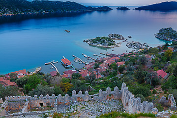 Image showing Small fishers village Simena, view from old fortification