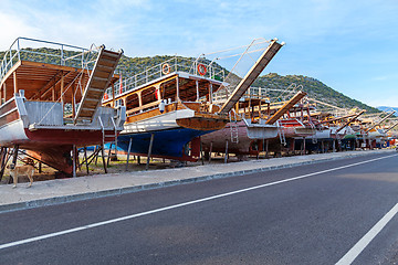 Image showing Vintage boats waiting fo reparation