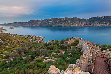 Image showing Sunrise over small lagoon