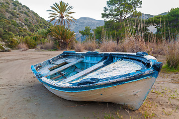 Image showing Old boat on a beach