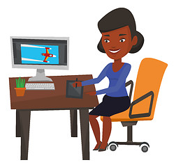 Image showing Designer using digital graphics tablet.