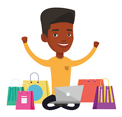 Image showing Man shopping online vector illustration.