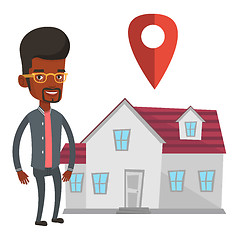 Image showing Realtor on background of house with map pointer.