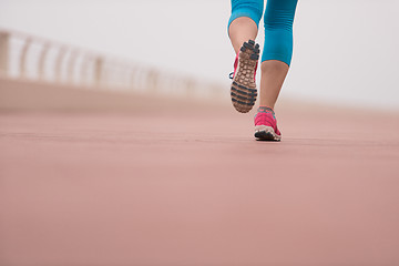 Image showing woman busy running on the promenade