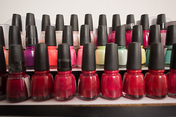 Image showing Set of different bottles of nail polish