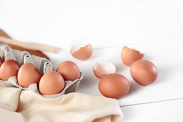 Image showing The rustic kitchen with eggs