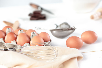 Image showing The rustic kitchen with eggs