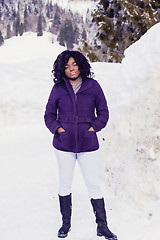 Image showing Beautiful woman im winter snowy