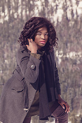 Image showing Trendy African woman in winter