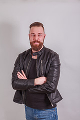 Image showing Beard Carrier with leather jacket