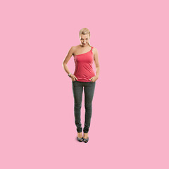 Image showing Sporty woman in pink