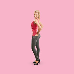 Image showing Sporty woman in pink