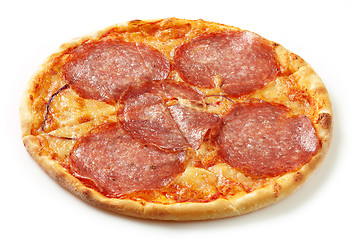 Image showing Salami pizza on a white background