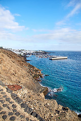 Image showing Coastline of Atlantic Ocean in volcanic Lanzarote Island