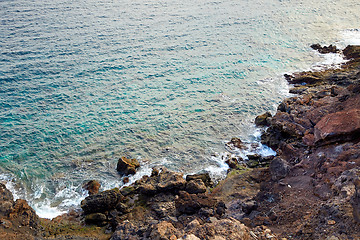 Image showing Coastline of Atlantic Ocean in volcanic Lanzarote Island