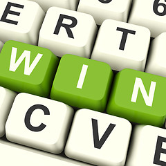 Image showing Win Computer Keys Representing Success And Victory