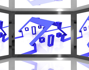 Image showing Houses On Screen Showing Real Estate Advertisements