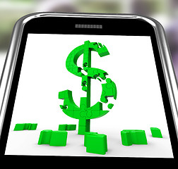 Image showing Dollar Symbol On Smartphone Showing American Bucks