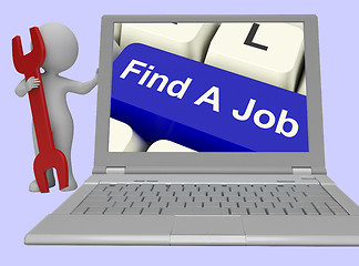 Image showing Find A Job Computer Key Showing Work 3d rendering