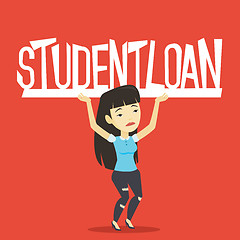 Image showing Young woman holding sign of student loan.