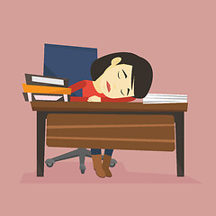 Image showing Student sleeping at the desk with book.