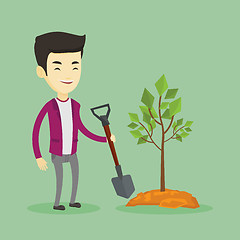 Image showing Man plants tree vector illustration.