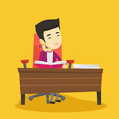 Image showing Student writing at the desk vector illustration.