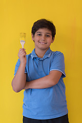 Image showing Portrait of a happy young boy painter